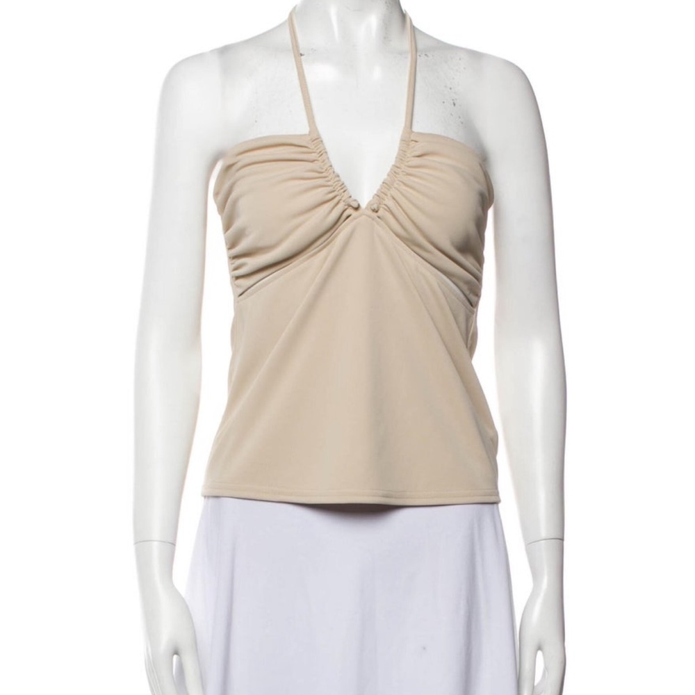 Beige Sleeveless Halter Top